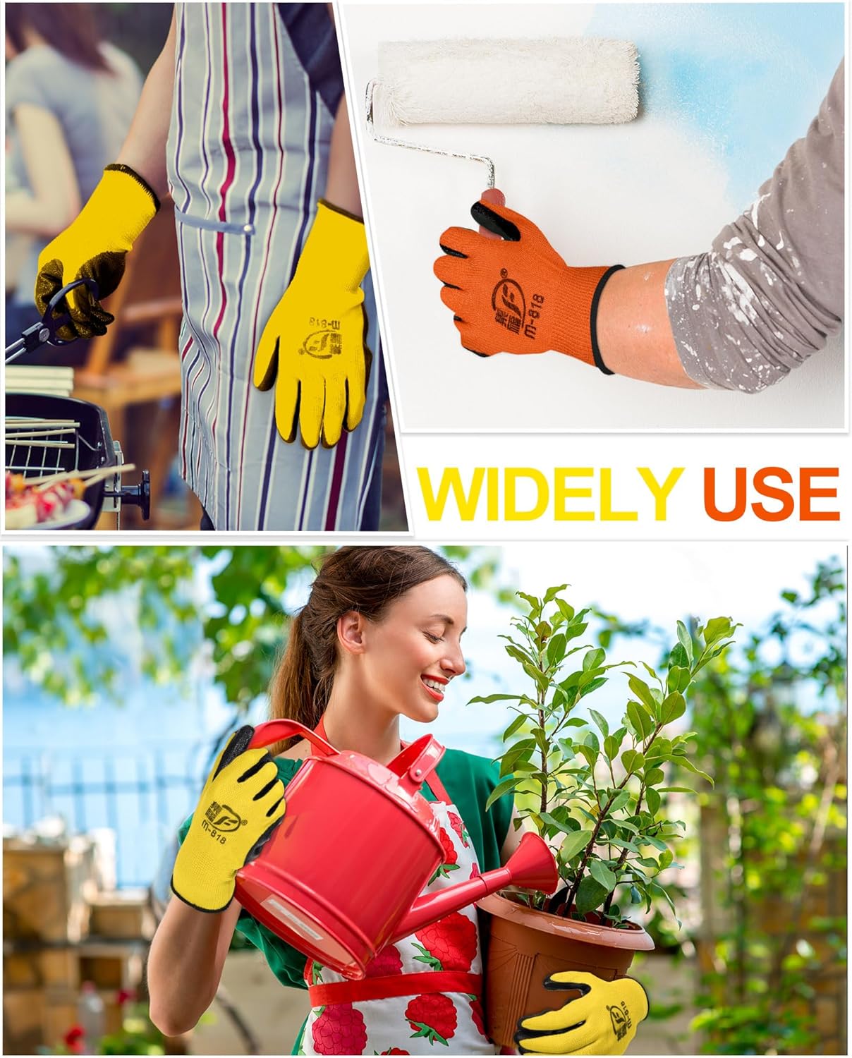 Nuogo 48 Pairs Gardening Gloves for Men Women Rubber Coated Safety Work Gloves Bulk for Gardening Construction Work