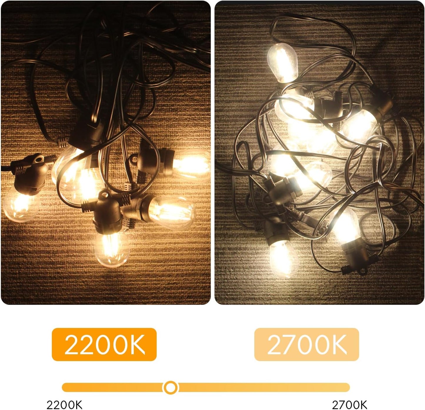 Banord 15 Pack Dimmable 2W S14 Replacement LED Bulbs, 2200K Waterproof Outdoor String Lights Vintage LED Filament Bulb, Shatterproof E26 Screw Base Edison LED Light Bulbs