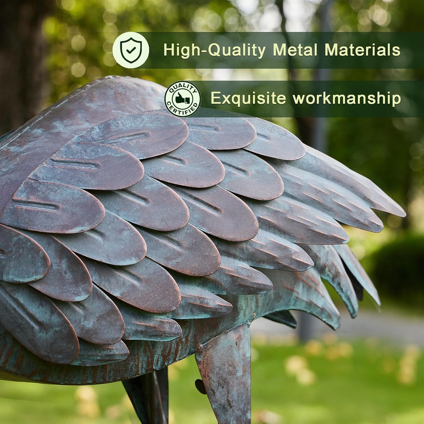 36’’H Crane Bird Bath, Metal Bird Baths for Outdoor, Birdbath for Outside Bird Feeder, Heron Garden Statues Decor