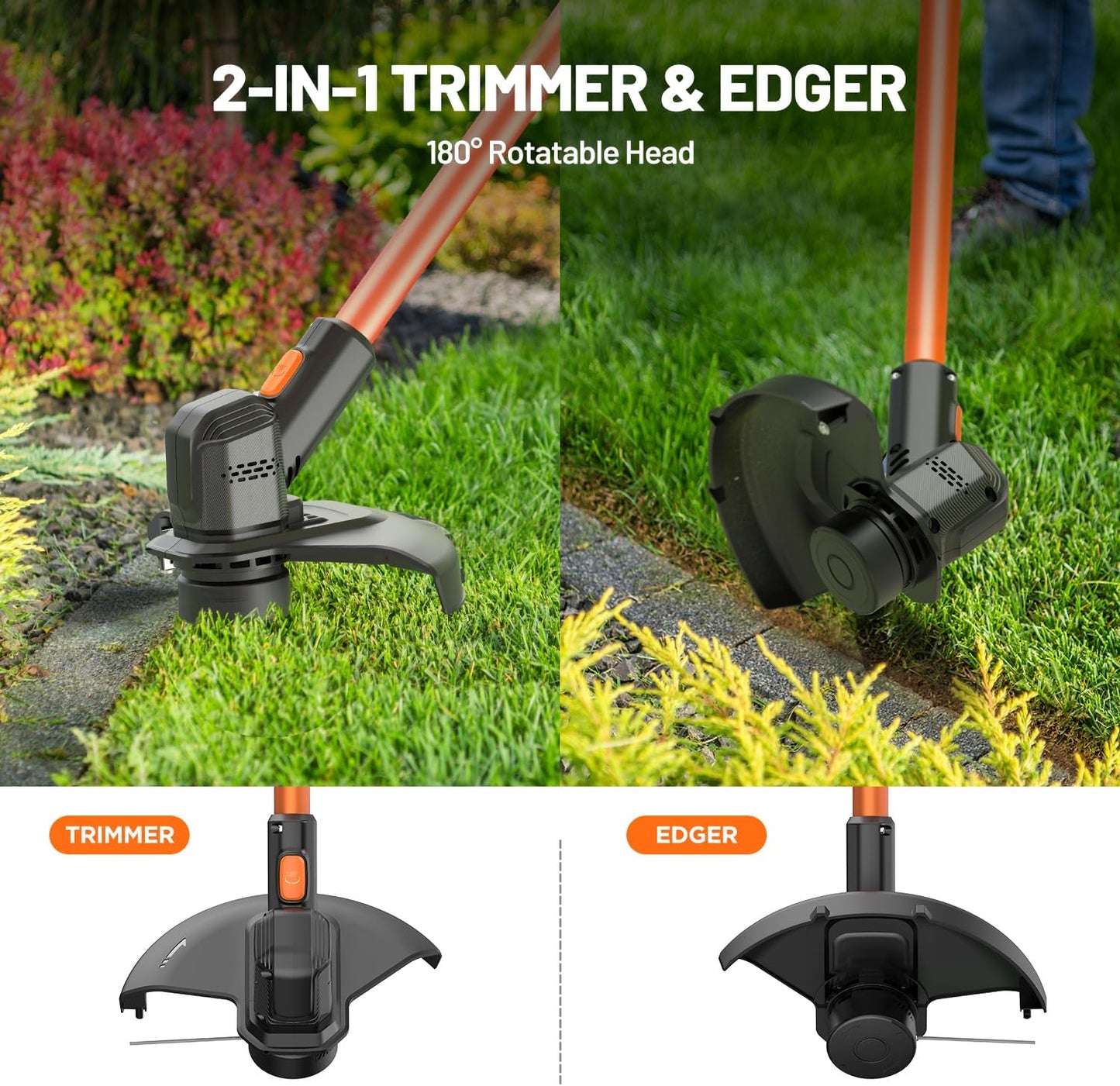 Litheli Cordless Weed Wacker 12 Inch, U20 Handy+ 20V String Trimmer & Weed Eater with 2.0Ah Battery, Grass Trimmer Tools for Garden, Yard and Farm