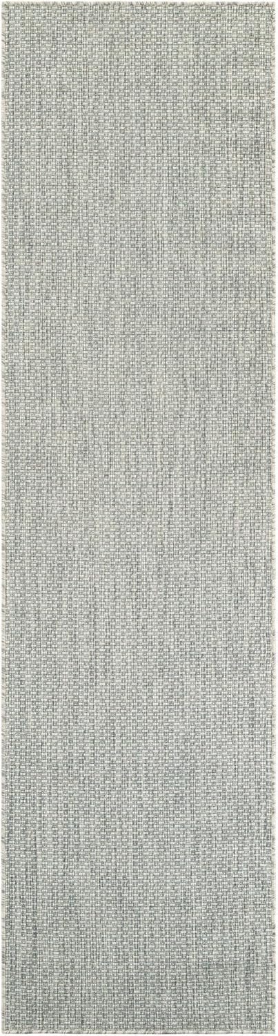 Unique Loom Outdoor Solid Collection Area Rug (2' 7" x 10' Runner Light Gray/Ivory)