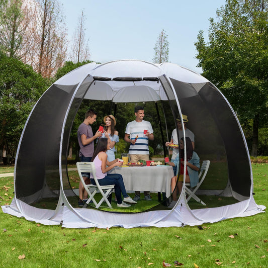 Alvantor Screen House Gazebo, 6-10-15 Person Pop Up Igloo Screened Canopy Tent with Mosquito Netting Sides, Instant UV Resistant Sun Shelter for Garden, Patio, Backyard