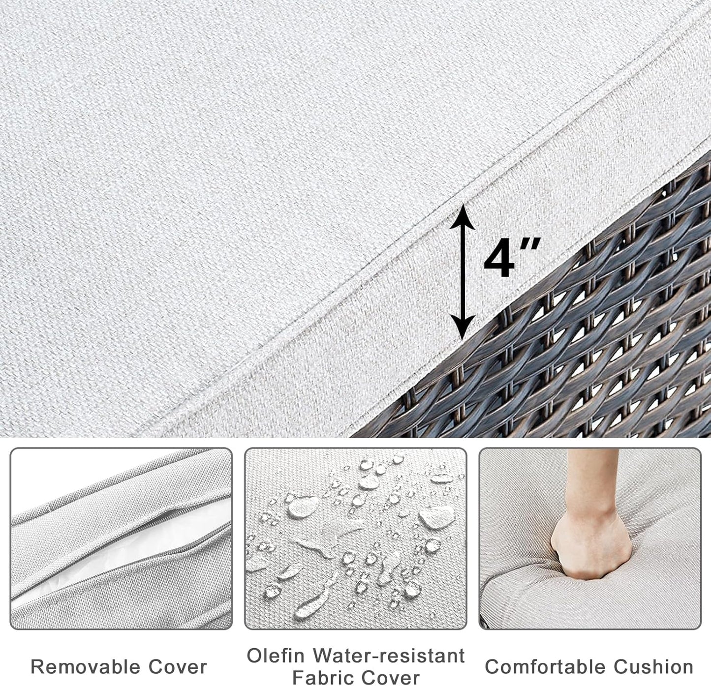 HUMMUH Outdoor Wicker Chairs Patio Dining Chairs Set of 2 with High Back and Deep Seat for Garden,Porch,Backyard,Balcony (Brown/Beige)