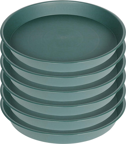 6 Pack of Bird Bath Bowl 8 inch, 8 10 12 14 16 18 20 inch Heavy Duty BirdBath Bowls only, Durable Plastic Round Large Plant Saucer Dish for Garden (8", Green)