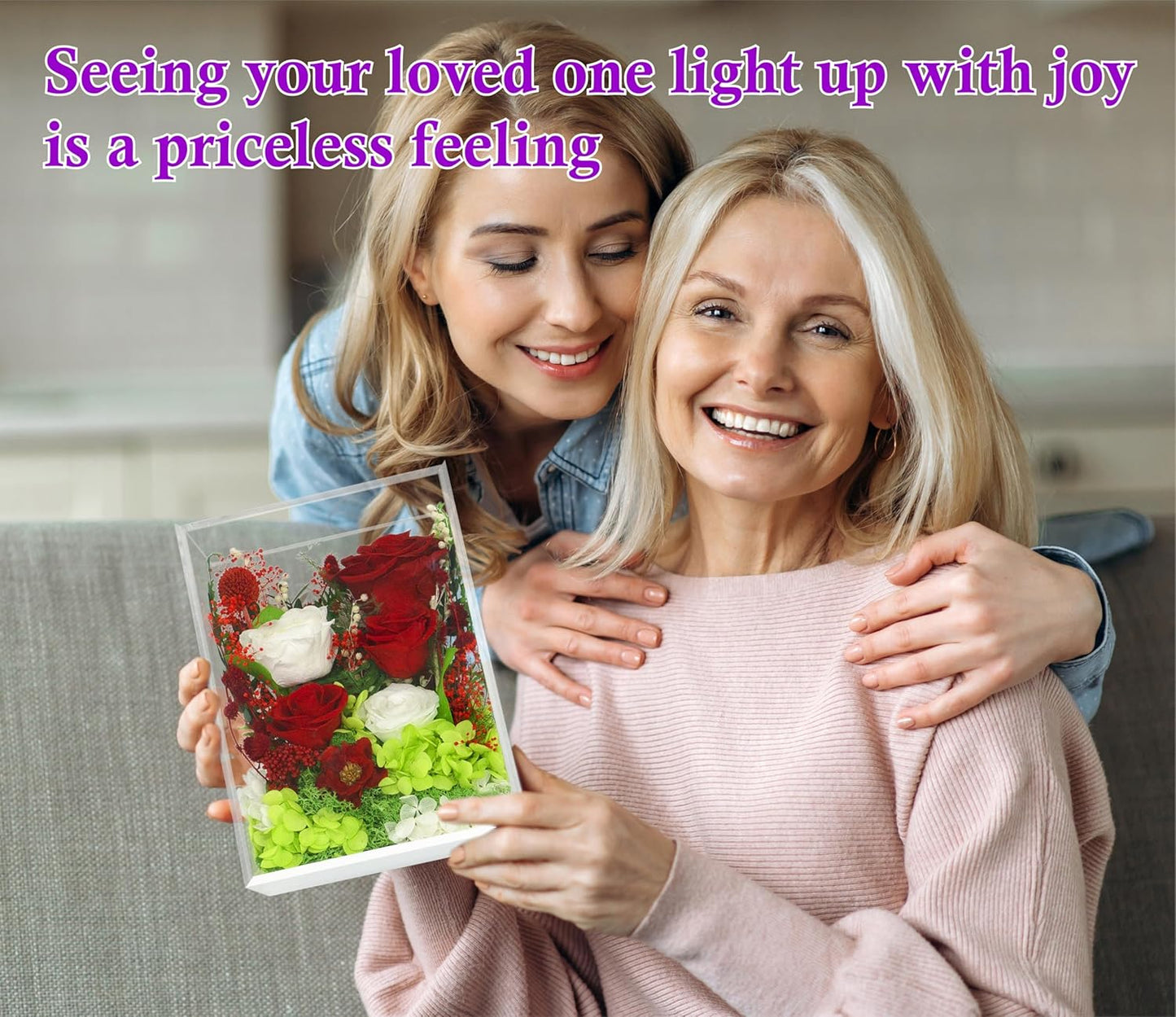 Valley of Rain & Forest Long-Lasting Real Flowers, Handcrafted Preserved Rose Bush For you to Send Love for All Occasions, Floral Arrangement for Indoor Decoration (Red White Roses Arrangement)