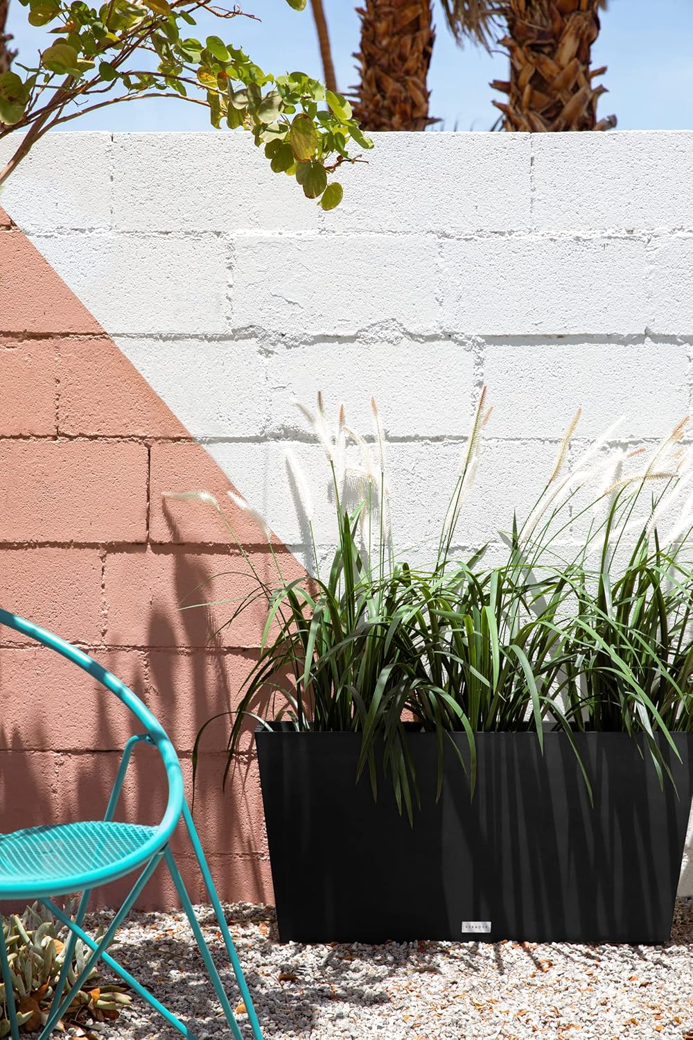 Veradek Pure Series Midori Trough Planter - Large Rectangular Planter for Outdoor Deck/Porch | Durable All-Weather Use with Drainage Holes | Modern Decor for Shrubs, Flowers, Small Plants