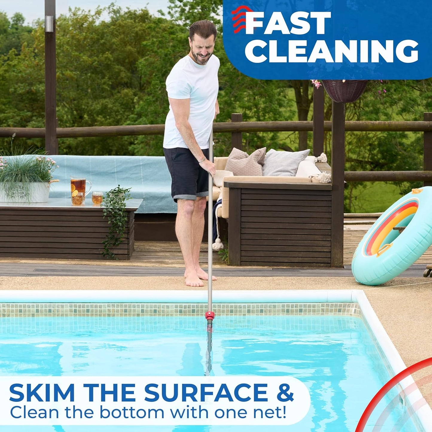 ProTuff 17" Silt Net Pool Skimmer – 2 Year Unconditional Free Replacement – Durable Fine Mesh Net for Silt & Debris – Heavy-Duty Aluminum Frame, Deep Bag for Easy Cleaning