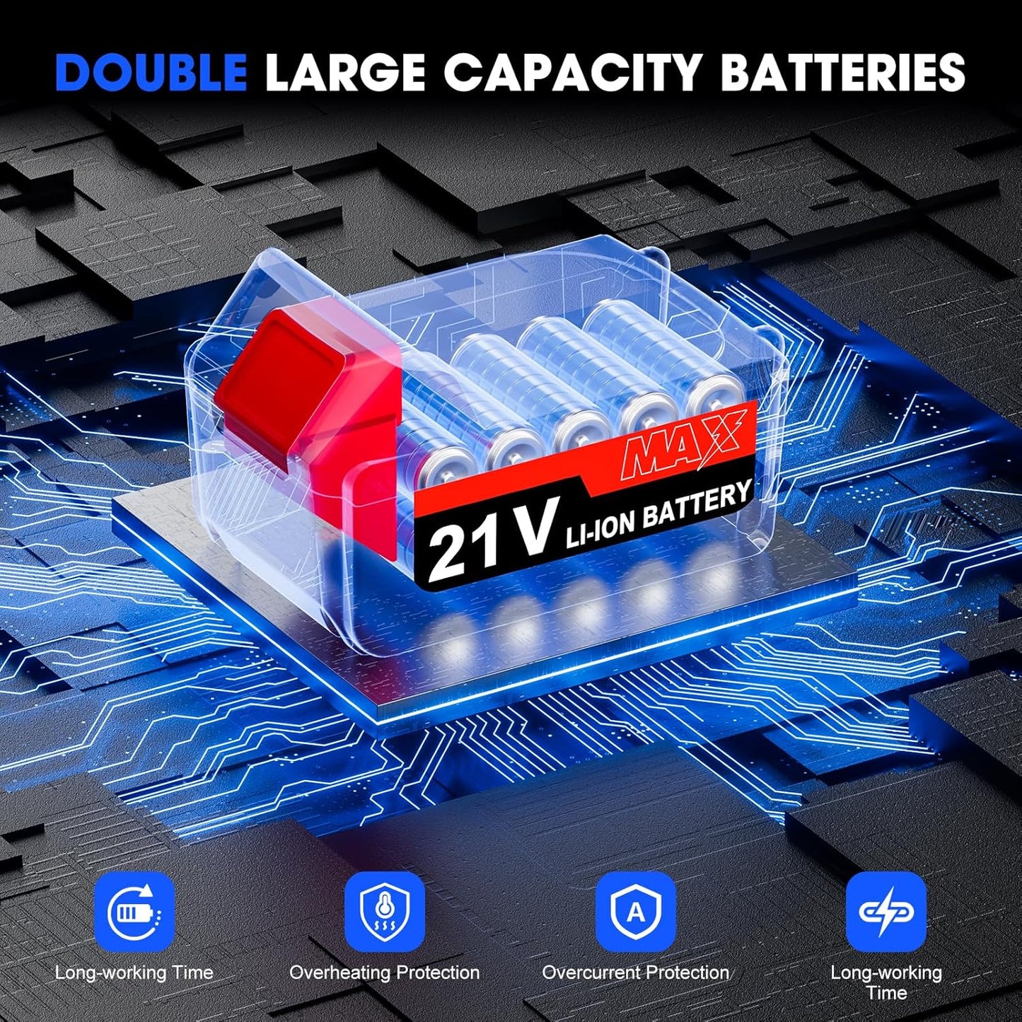 Leaf Blower Cordless with Battery and Charger, Powerful Handheld Air Blower with 2 X 4000mAh Batteries, Turbo Jet Blowers for Lawn Care, Patio Cleaning, Car Drying, Leaves, Dust, Snow