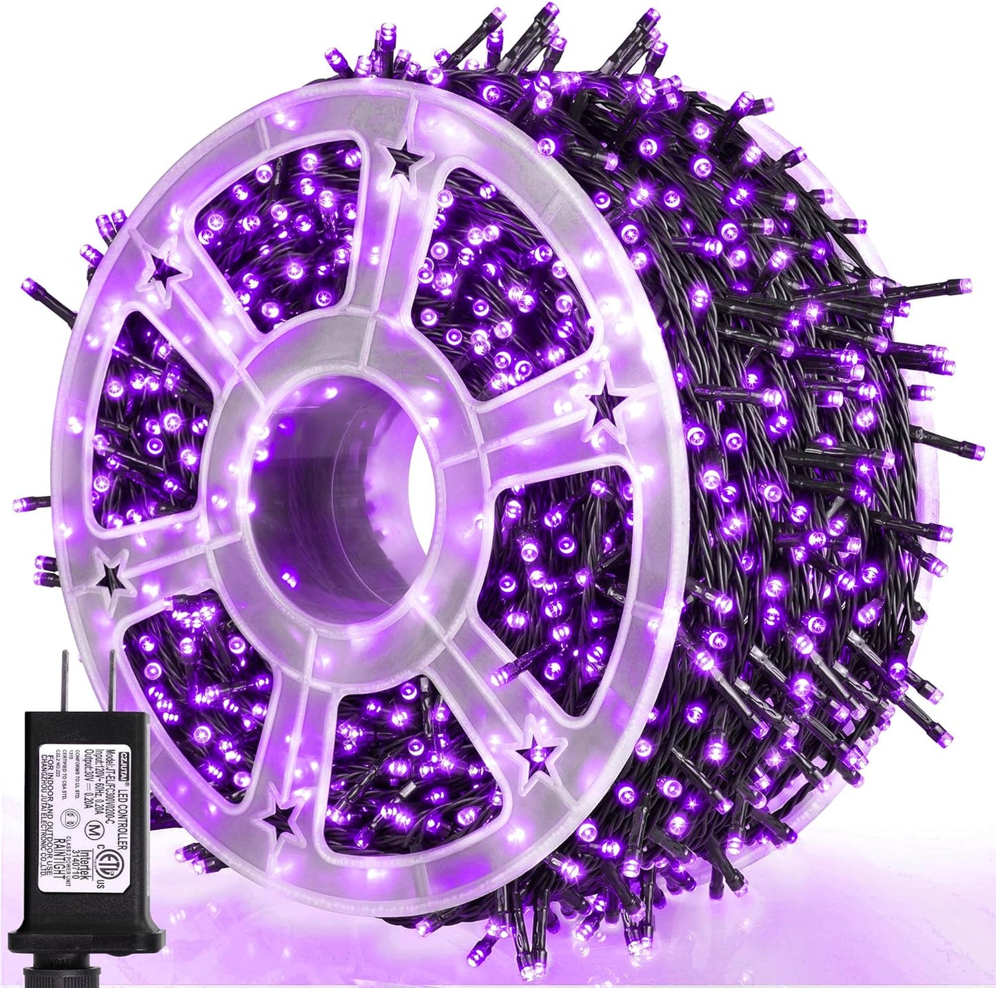 weillsnow 164FT 500 LED Purple Christmas Lights, 8 Modes Waterproof Plug in String Lights for Halloween Christmas Indoor Outdoor Yard Party Wedding Garden Home Decorations (Purple, 164FT)