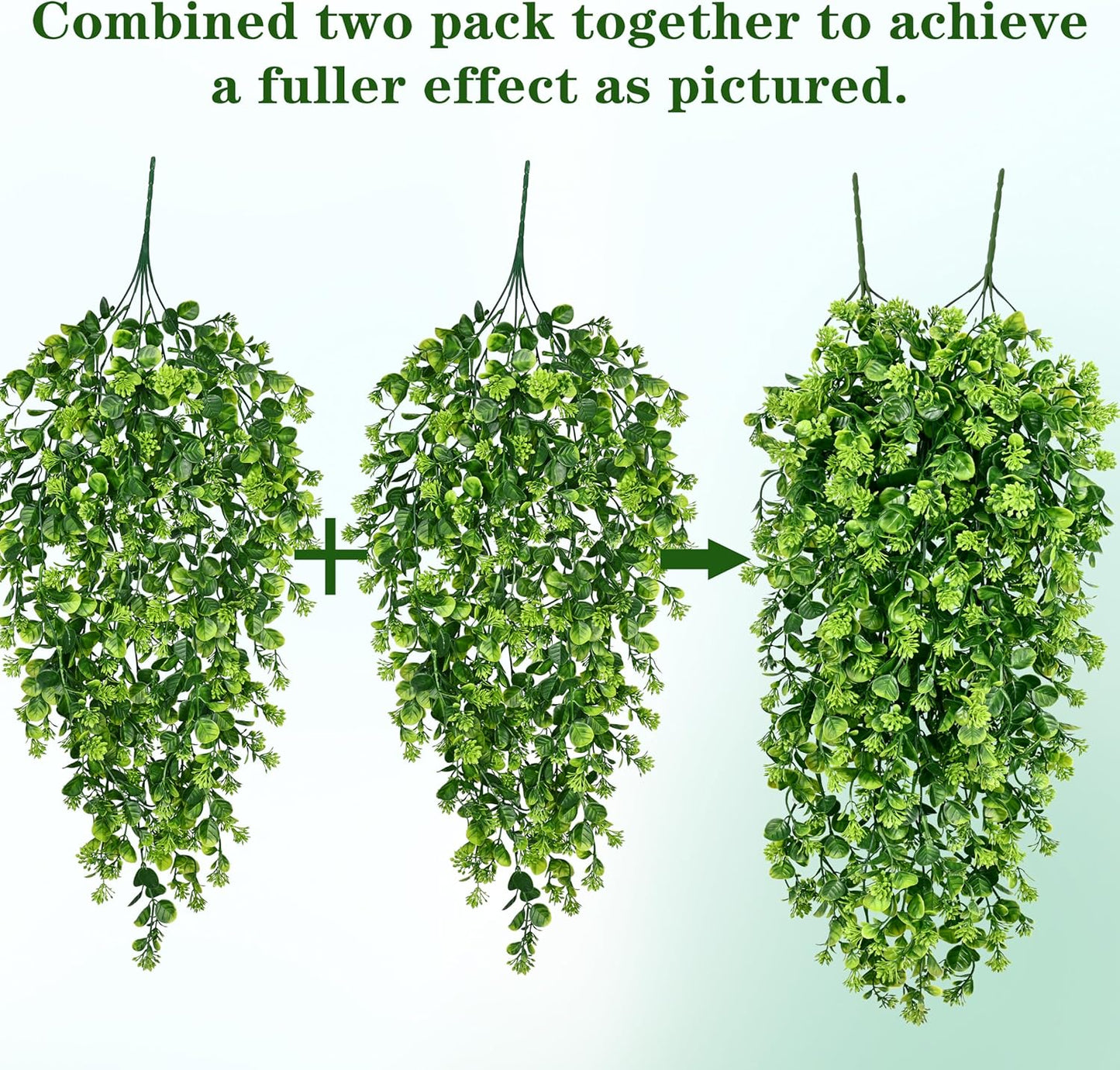 Waipfaru 4Pcs Fake Hanging Plants 3ft Fake Plants UV Resistant Fake Vines Artificial Decor for Indoor Outdoor Party Wall Porch Wedding Decoration,Light Green