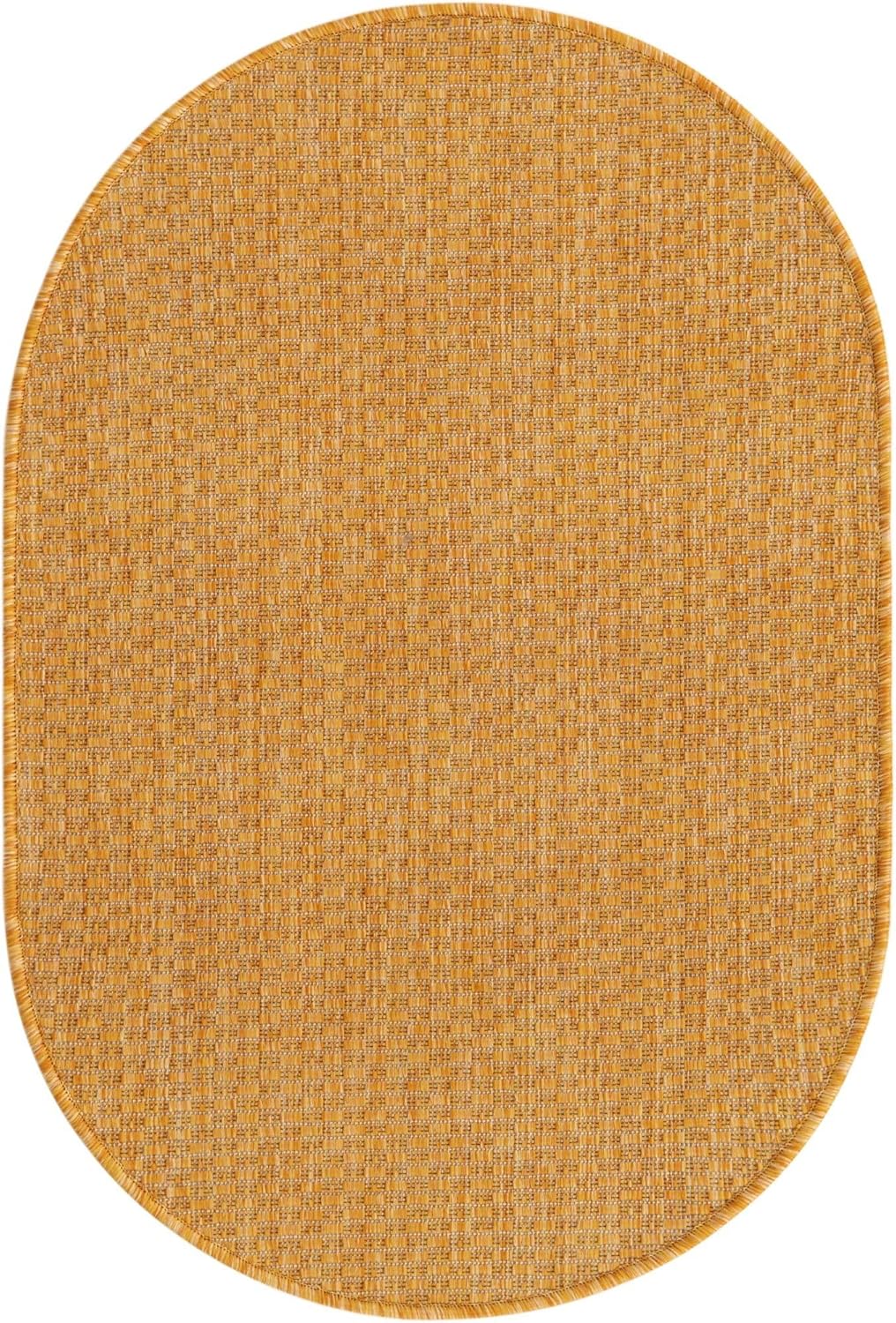 Unique Loom Collection Casual Transitional Solid Heathered Indoor/Outdoor Flatweave Area Rug (2' 2" x 3' 1" Oval, Corn Harvest Yellow)