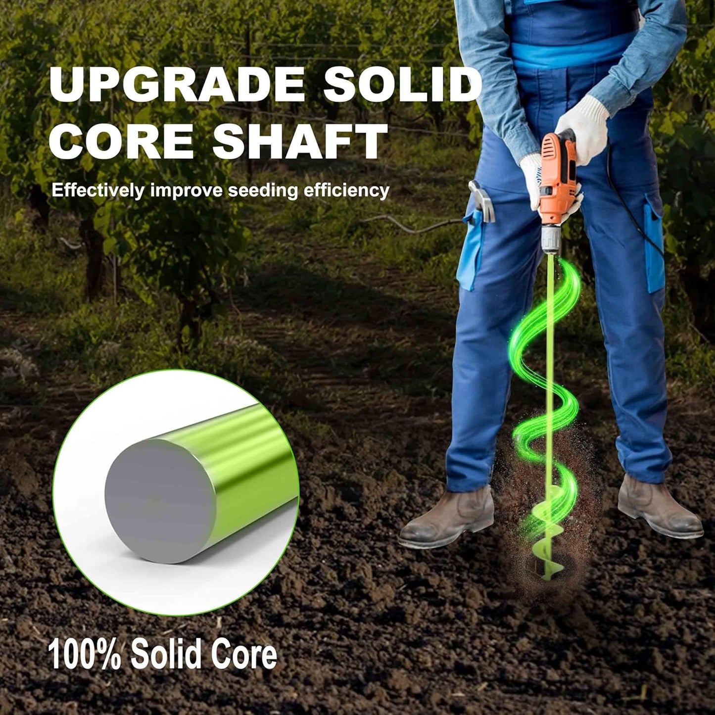 TCBWFY 2 Pack Garden Auger Drill Bit for Planting,3.5"x16" & 1.6"x16.5" Rapid Planter Bulb&Bedding Plant Auger,Earth Drill for 3/8" Hex Drive,Fence Post,Umbrella Hole Digger