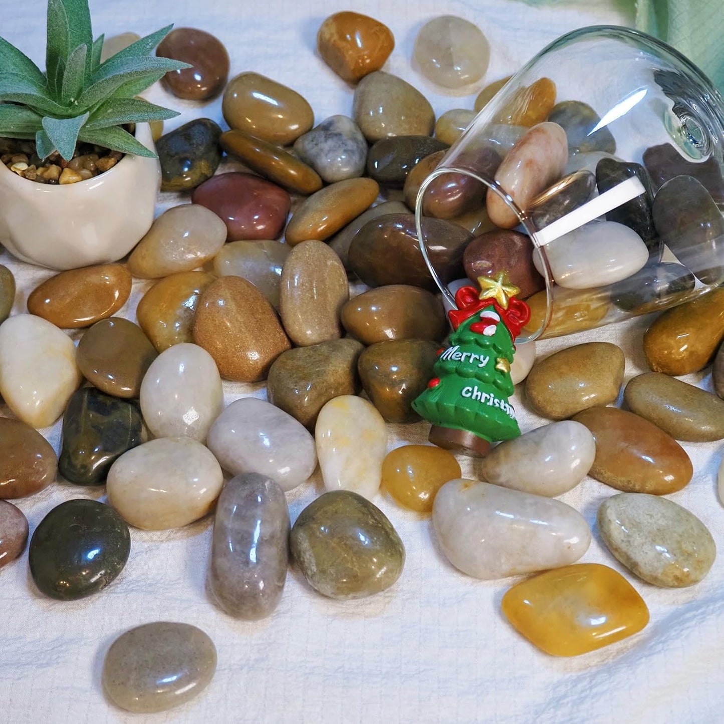 5lbs River Rocks, 1-2Inch Decorative Ornamental Natural Pebbles for Garden Couryard Landscaping Stones, Gravel Filler for Fish Tank,Vases,Home Decor,Aquariums,Animal Habitat, Mixed Color