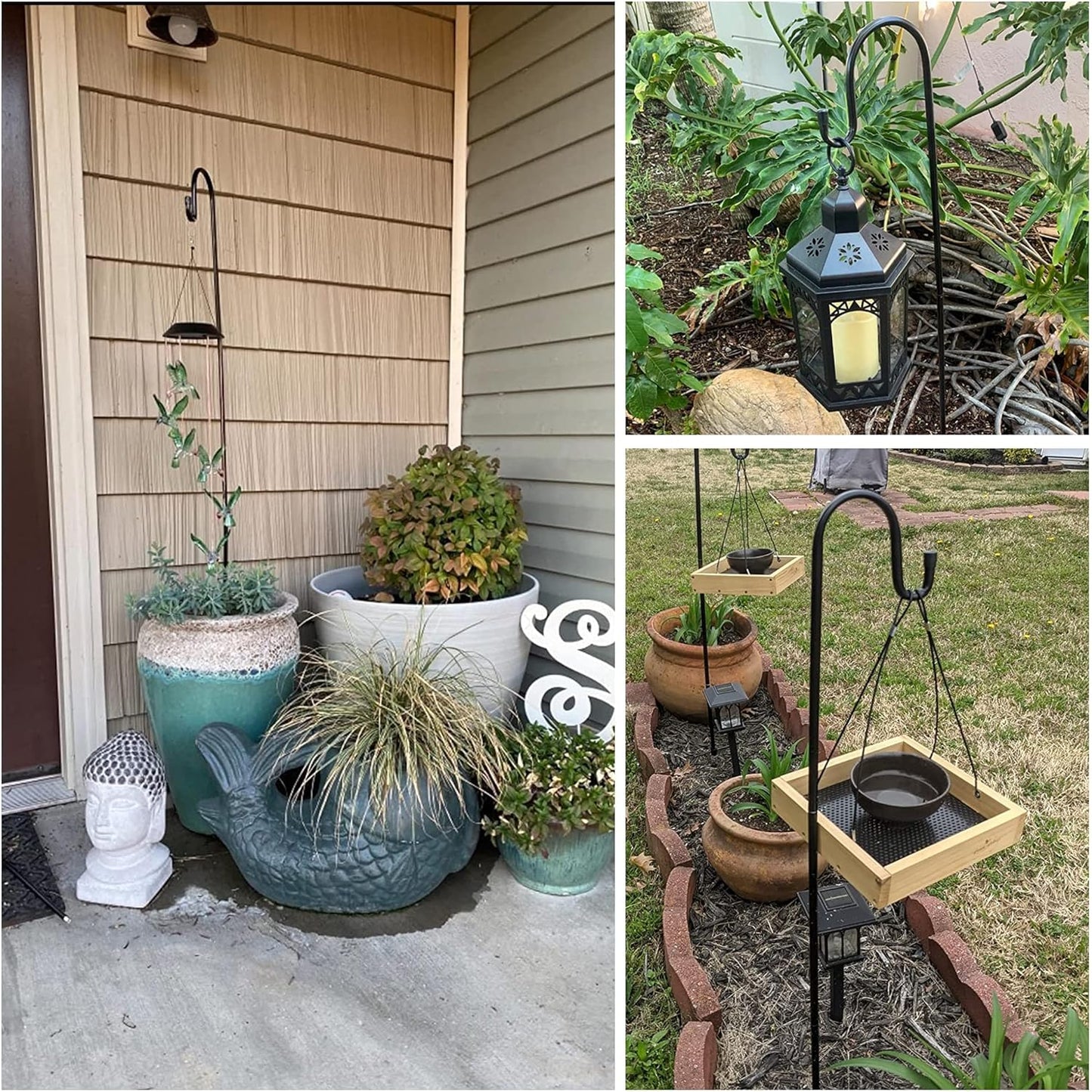 Ottsuls Bird Feeder Pole, 45 INCH Heavy Duty Shepherds Hooks for Outdoor with 5 Prong Base, Adjustable Stand Hanger for Garden Plant, Hummingbird Feeder, Lantern, Hanging Wedding Decor (2 Pack)