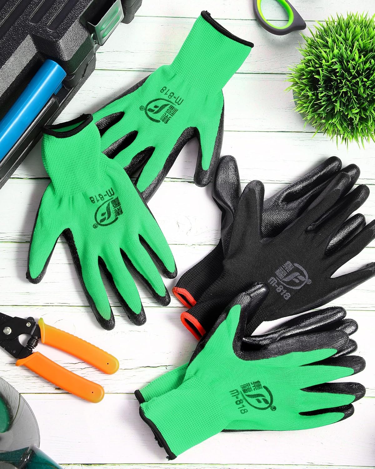 Nuogo 48 Pairs Gardening Gloves for Men Women Rubber Coated Safety Work Gloves Bulk for Gardening Construction Work