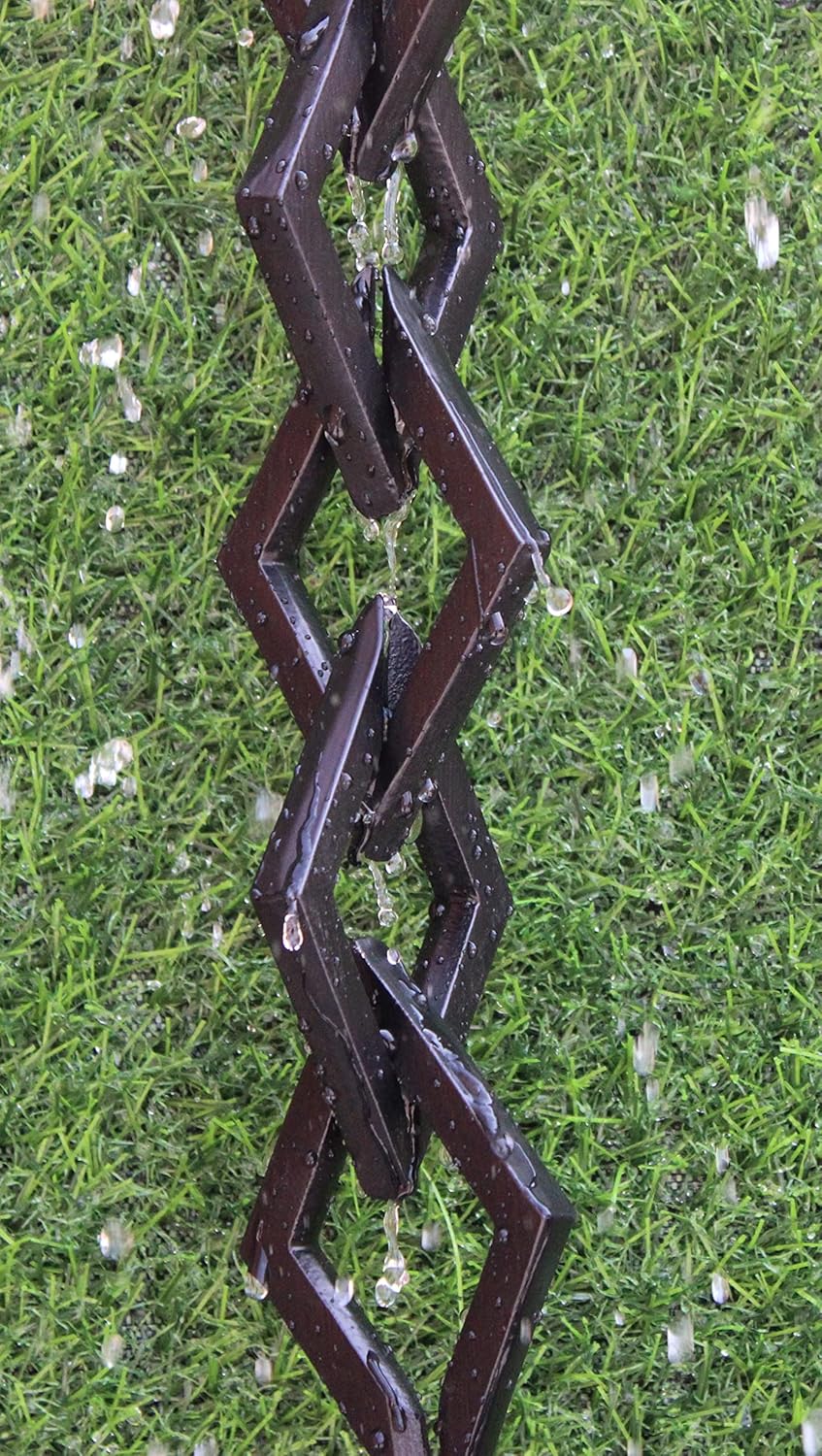 KAM Home Diamond Links Rain Chain with Installation Kit (Black, 11)