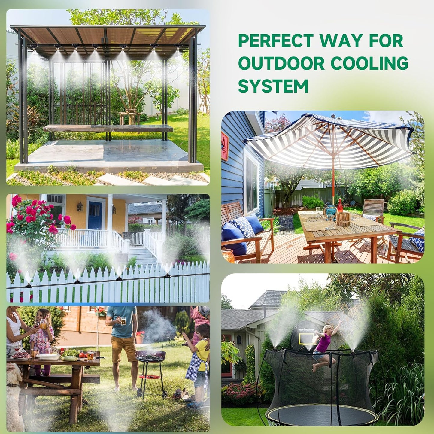 Misters for Outside Patio, Misting Cooling System Anti Leak, 40FT (12M) Misting Line with 12 Brass Mist Nozzles and Adapter(3/4"), DIY Water Misters for Garden Greenhouse Fan BBQ Party Pool