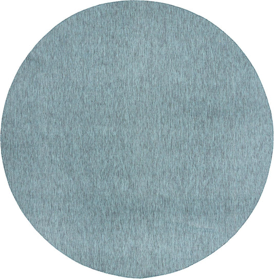 Unique Loom Collection Casual Transitional Solid Heathered Indoor/Outdoor Flatweave Area Rug (13' Round, Teal/Navy Blue)