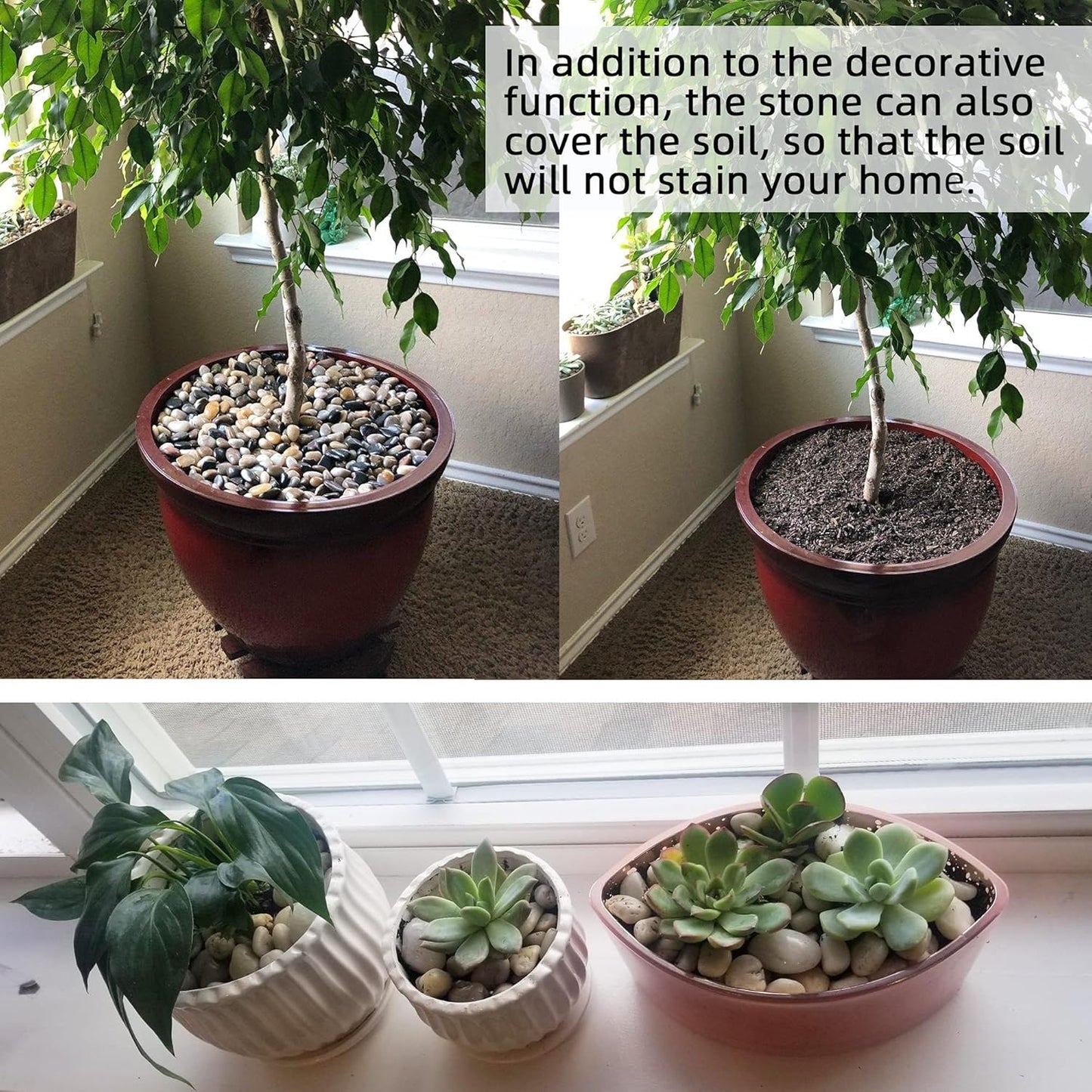 Pebbles for Plants 18 lb Natural River Rocks Garden Decorative Stones Outdoor Aquariums Gravel 1-1.5 Inches