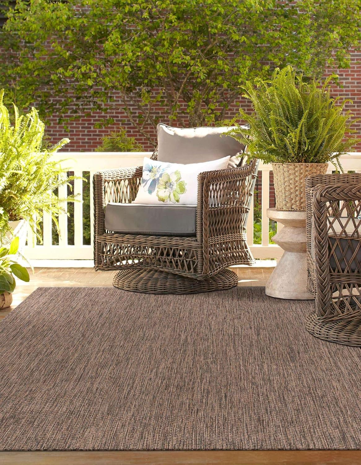 Unique Loom Outdoor Solid Collection Area Rug (2' x 3' 1" Rectangle Light Brown/Ivory)