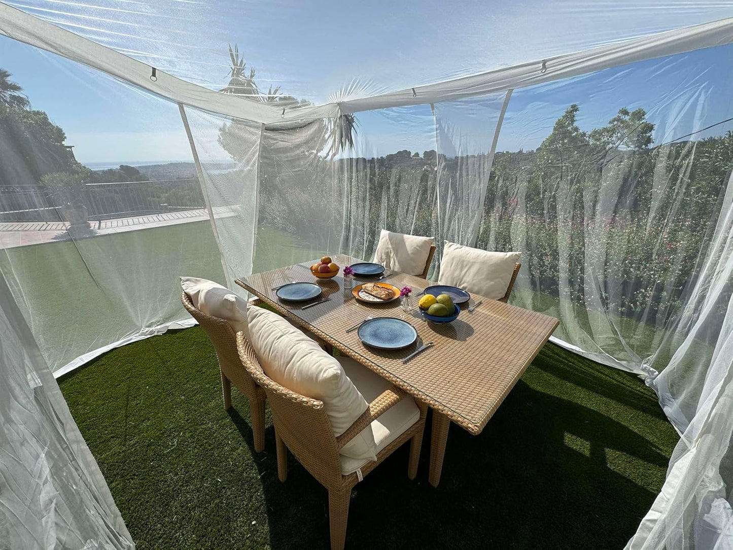 Mosquito Net for Patio 10 x 10 FT | Very Large Sizes & Fabric Designed for Outdoors | Insect House Screen Netting for Gazebo, Porch & Garden Terrace | White Outside Canopy Bug Protection