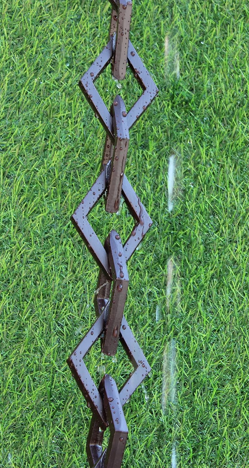 KAM Home Diamond Links Rain Chain with Installation Kit (Brown, 8.5)