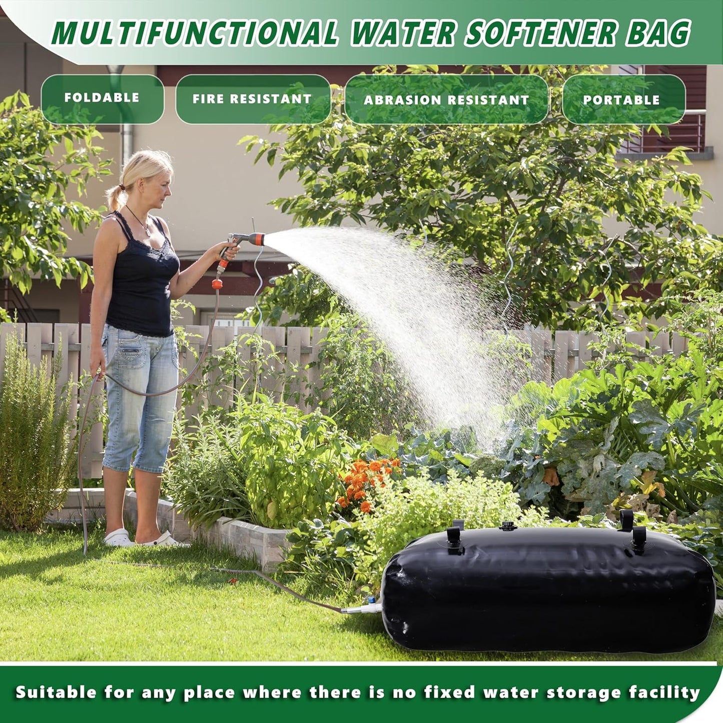 MXQMKL 240 L/63.4 gal Water Bladder Storage Containers, Foldable Portable Water Tank Large Capacity Soft Water Bag, Drought Resistance, Fire Prevention, Emergency Water