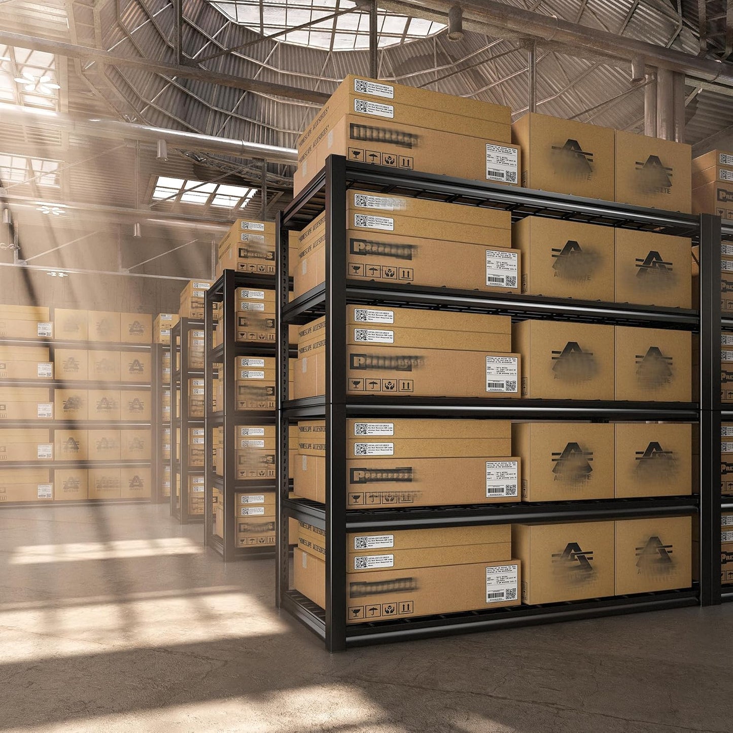 REIBII 48.2''W Garage Shelving Heavy Duty Metal Shelving 3000LBS Storage Shelves Adjustable Metal Shelves Industrial Garage Shelf for Warehouse Basement 48.2 "W x 24.2" D x 72.2 "H