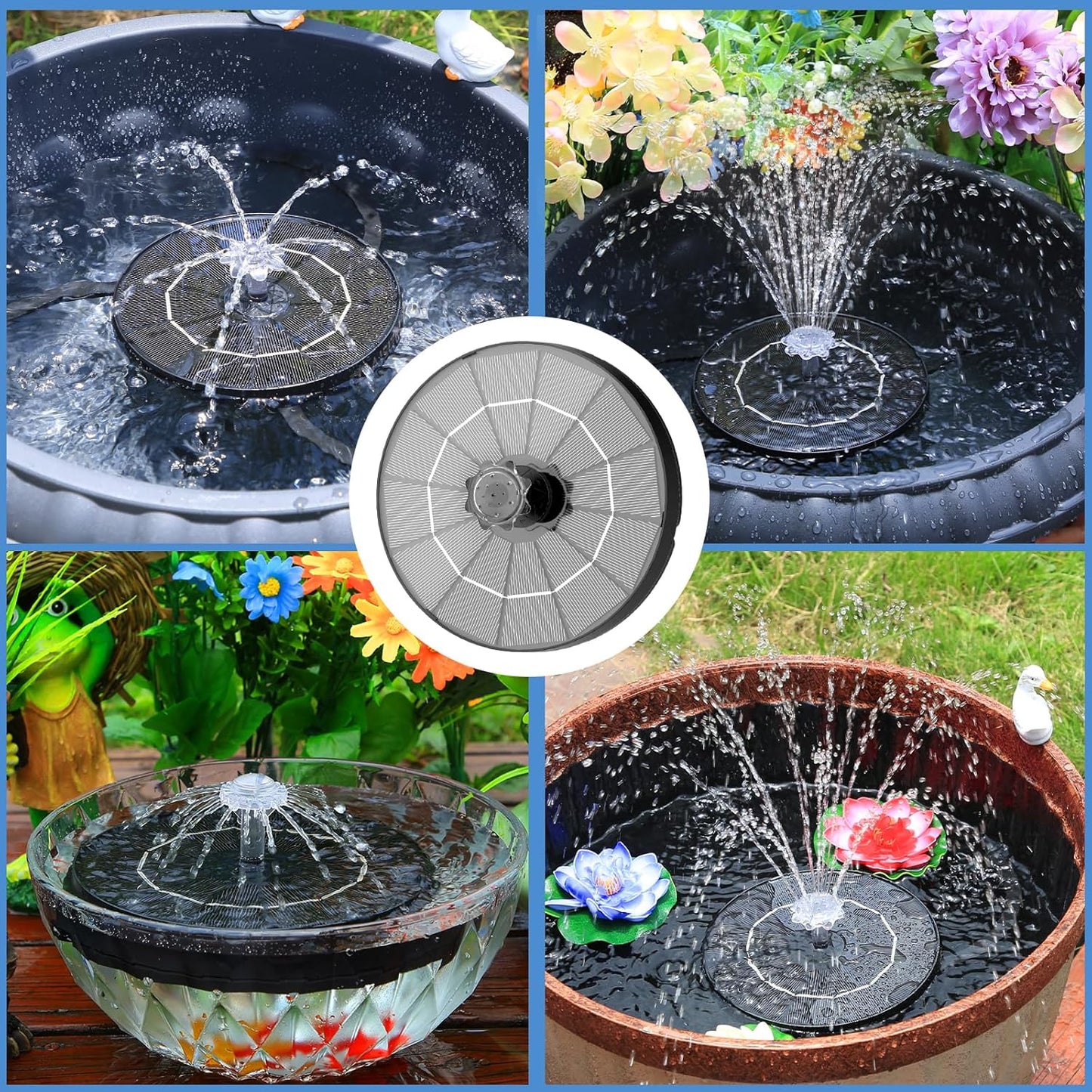 AISITIN 3.5W Solar Water Fountain with Storage & Integrated Bracket, Floating Solar Fountain Pump with Nozzles for Bird Bath, Garden, Pond, Pool, Aquarium and Outdoor