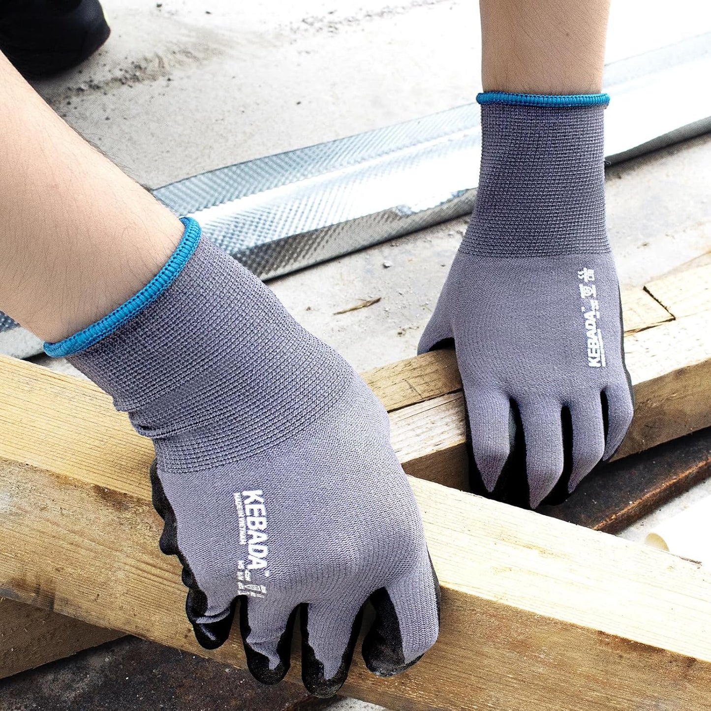 Kebada Work Gloves for Men and Women, Foam Nitrile Coated Safety Gloves with Grip, Ideal for Warehouse Package Handling, Gardening, Mechanic and Construction, XS