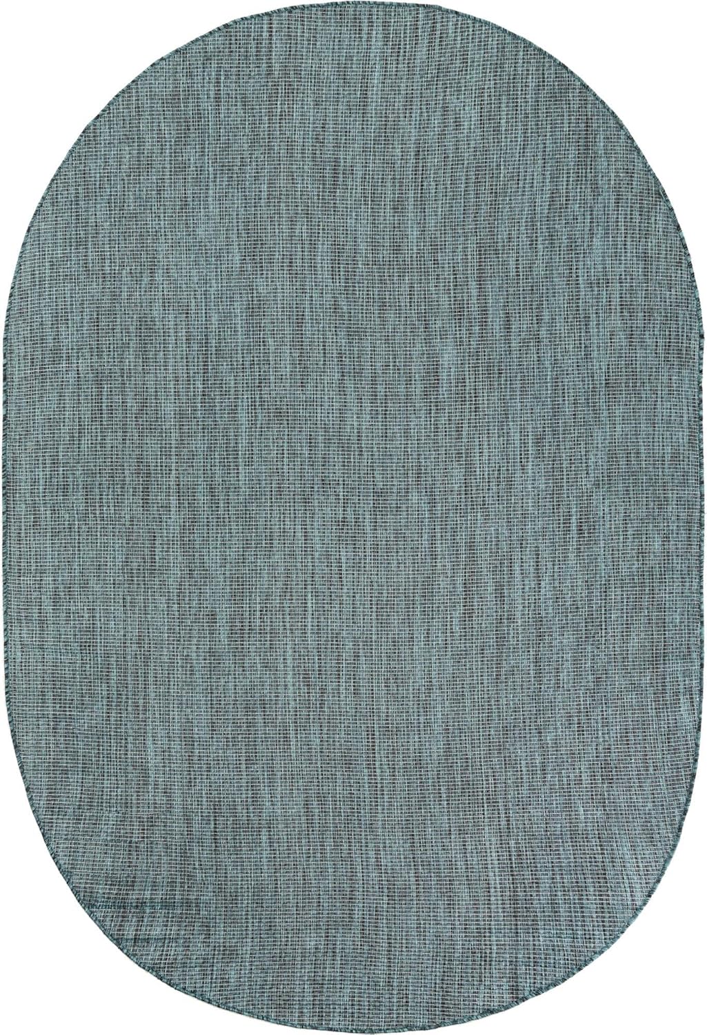 Unique Loom Outdoor Solid Collection Area Rug (6' 1" x 9' Oval Teal/Navy Blue)