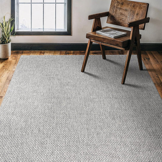 CAMILSON Easy Jute Rug 4x6, Indoor Outdoor Gray Color Farmhouse Area Rugs for Living Room Patio and Kitchen Rug, Solid Boho Woven Design, Easy-Cleaning, Washable Outside Carpet Alfombras (4 x 6)