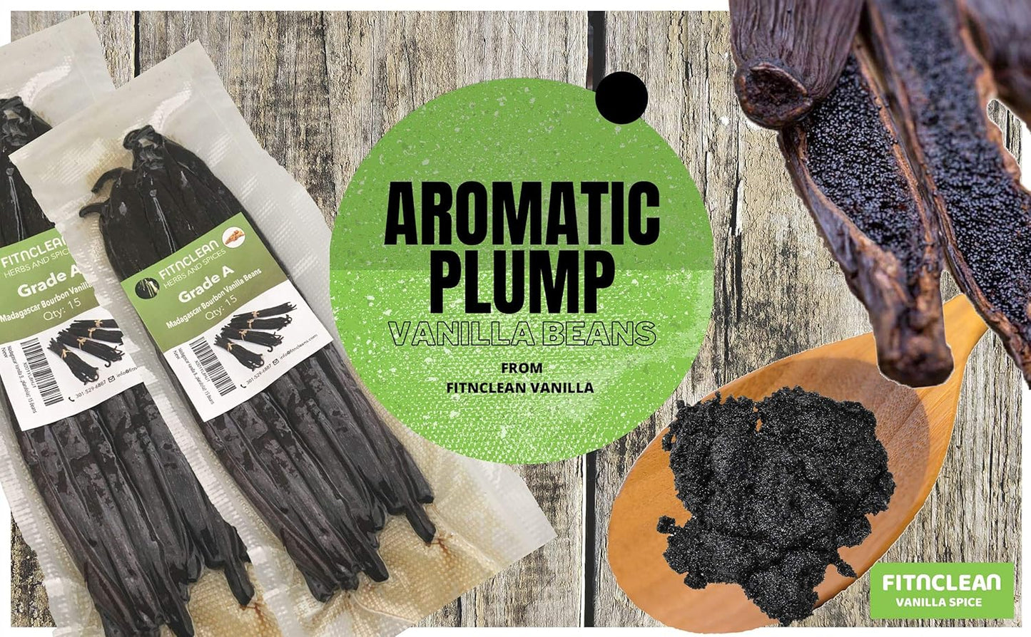 15 Organic Grade A Madagascar Vanilla Beans for Extract and Baking by FITNCLEAN VANILLA| Certified USDA Organic. 6"-7.5" Bulk Bourbon Fresh NON-GMO Whole Gourmet Pods