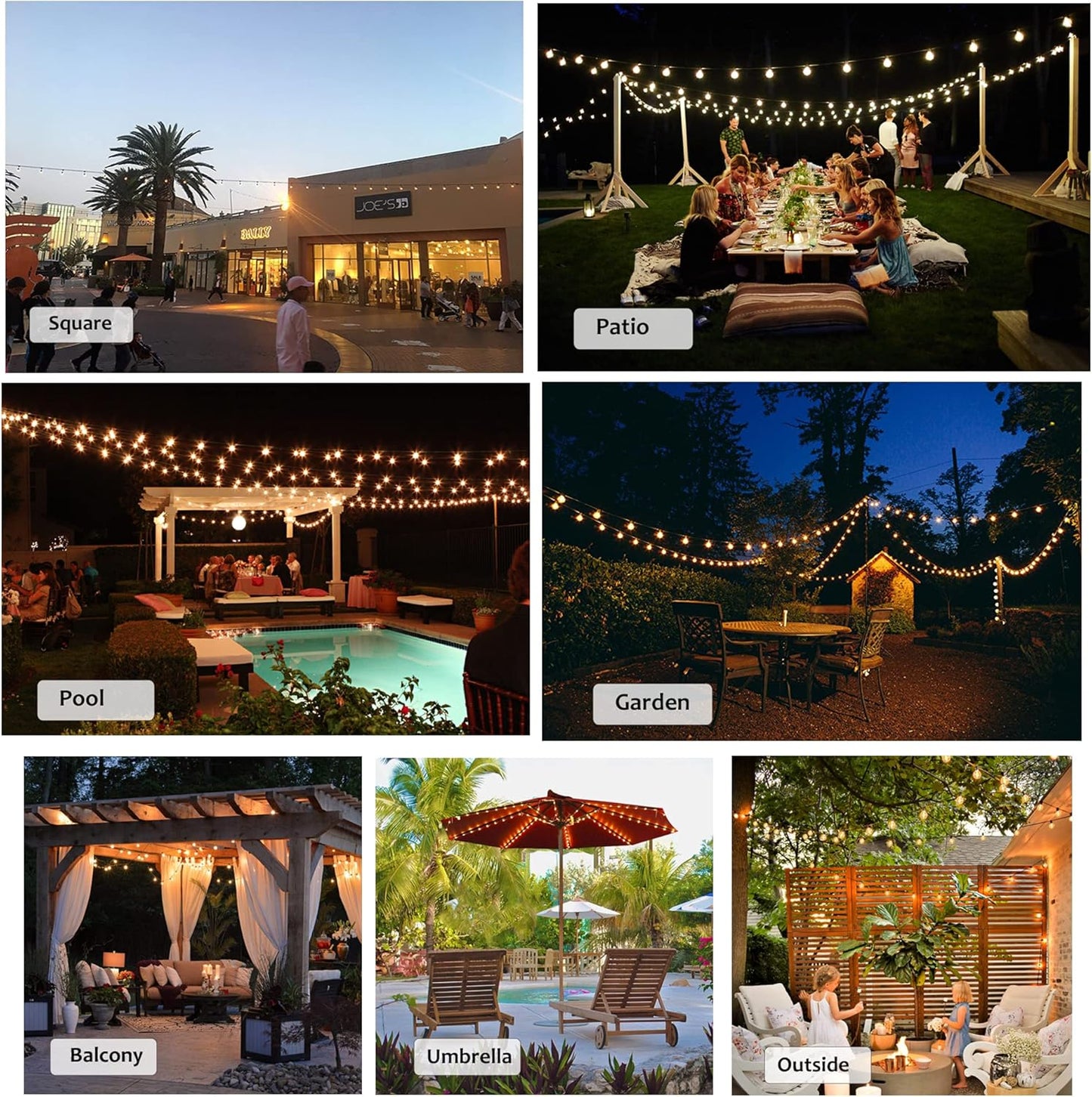 Outdoor String Lights 300FT Waterproof Globe String Lights with 150+4 Shatterproof G40 LED Bulbs,Dimmable Connectable Patio Lights String for Hanging Bistro Backyard Gazebo,2-Pack x 150 FT