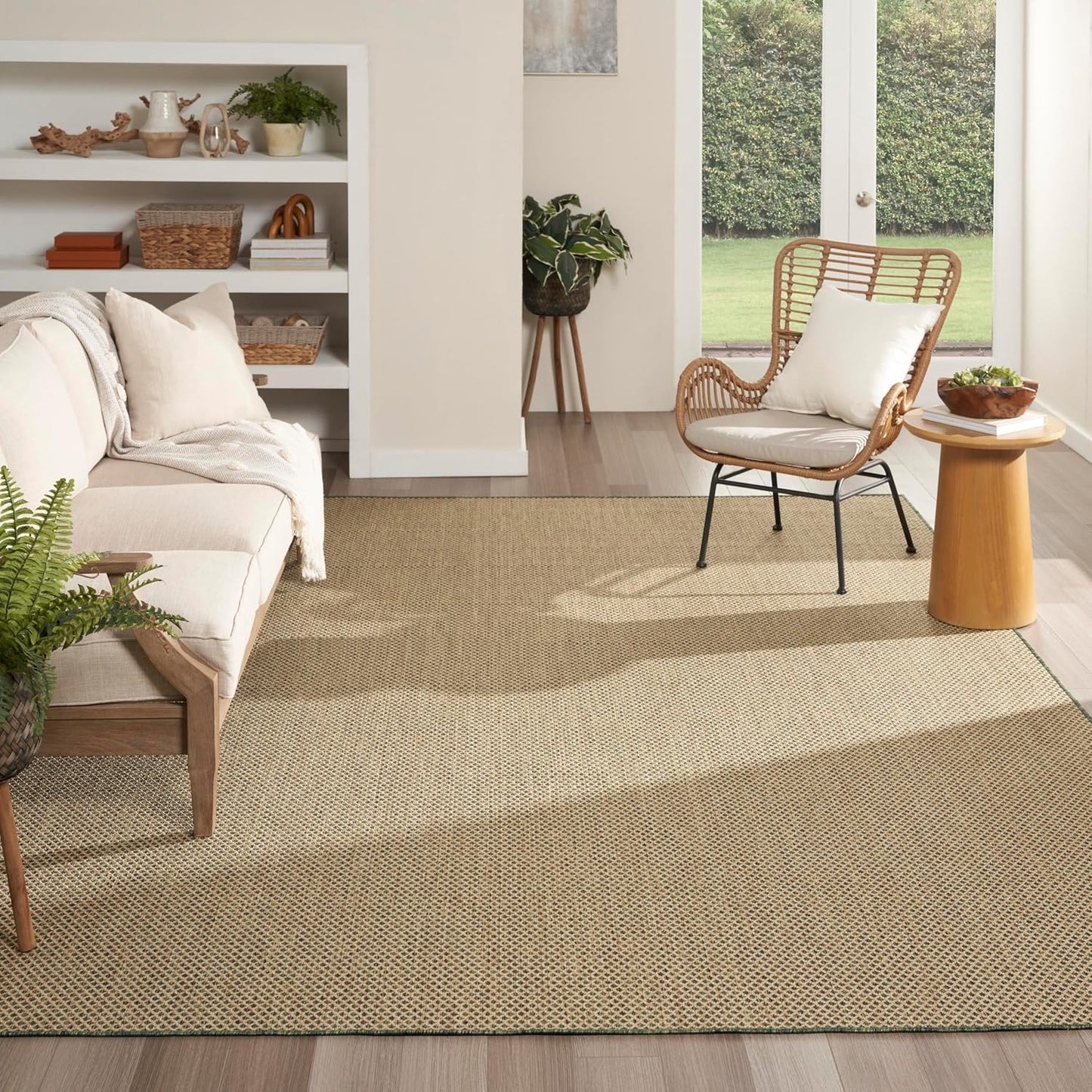 Nourison Home Courtyard Green 9' x 12' Area Rug - Easy Clean, Non Shedding, Bed Room, Living Room, Dining Room, Kitchen (9' x 12')