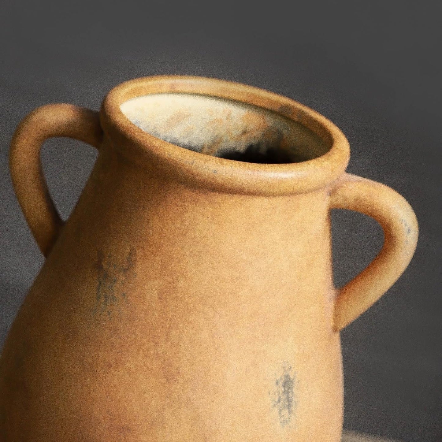 Large Ceramic Flower Vase,11.3 inch Terracotta Vase with 2 Handles, Rustic Farmhouse Vases, Decorative Pottery Flower Vases for Home Decor, Living Room Shelf Decor, Table