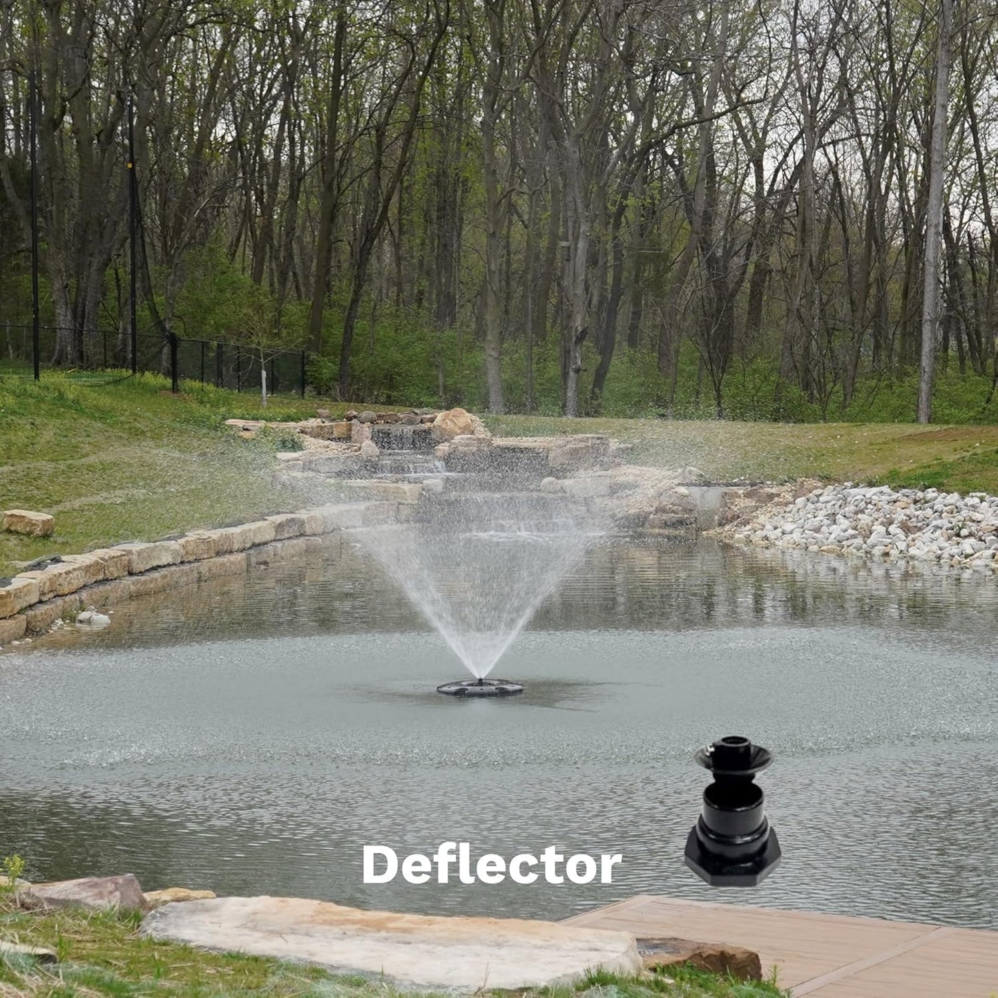 HALF OFF PONDS Floating Fountain – 1.75 HP Pond Aerator, 200' Cord – 14,800 GPH Water Pump – 11 Spray Patterns - Color-Changing LED Lights & Control Box - for Large Ponds, Lakes & Water Gardens