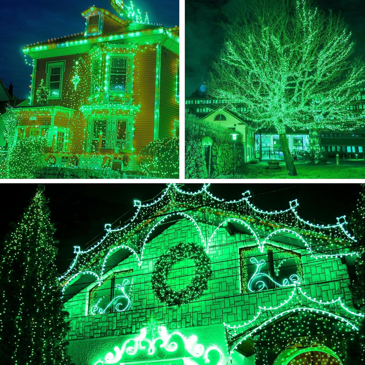 2 Pack 200 LED Solar String Lights St Patricks Day Decorations, 85.2ft 8 Modes Solar String Lights for Outside, Waterproof and Solar Powered Outdoor String Lights for Holiday Garden Tree Party (Green)