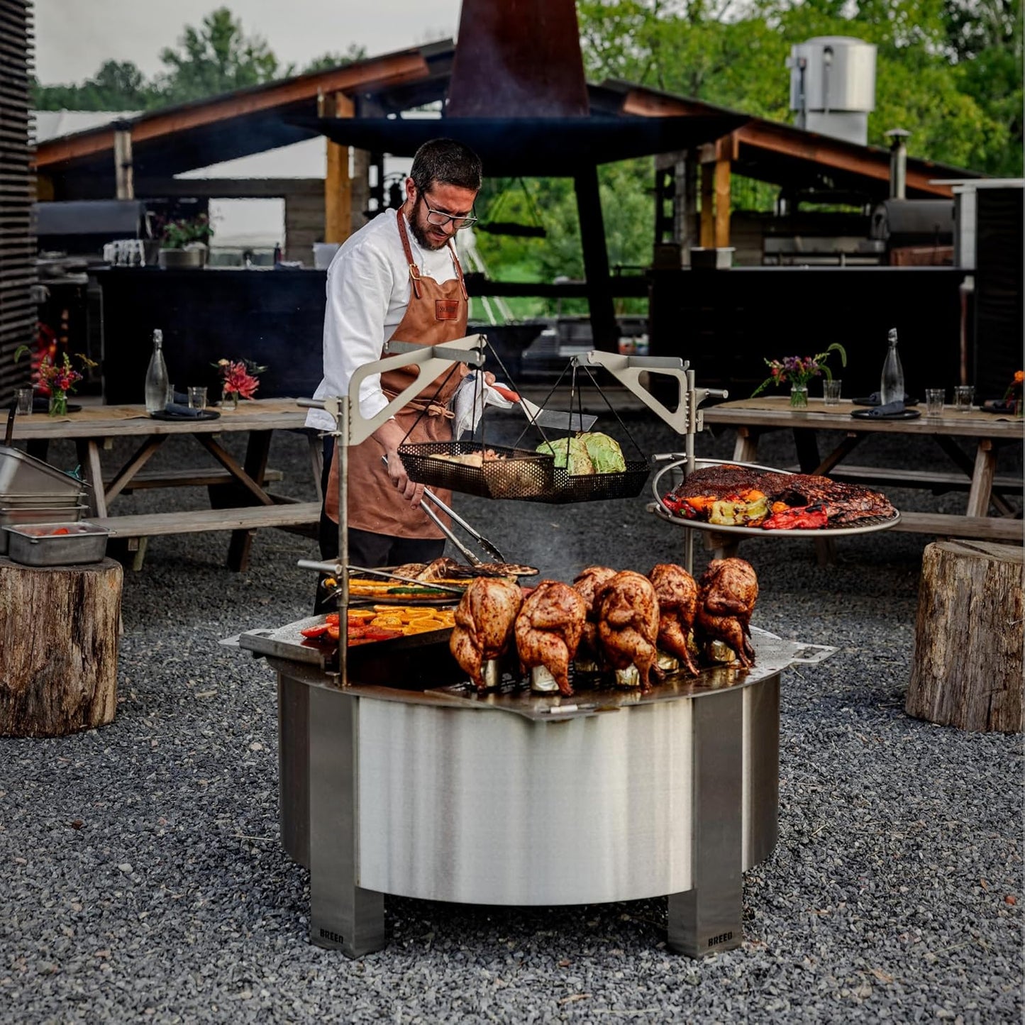 Breeo Smokeless Fire Pit (X Series 42, Corten Steel, Lid Included) | 46 inch Smokeless Firepit for Outside | 190 Pounds | Ideal for Large GatheringsCompatible with Wide Range of Breeo Accessories