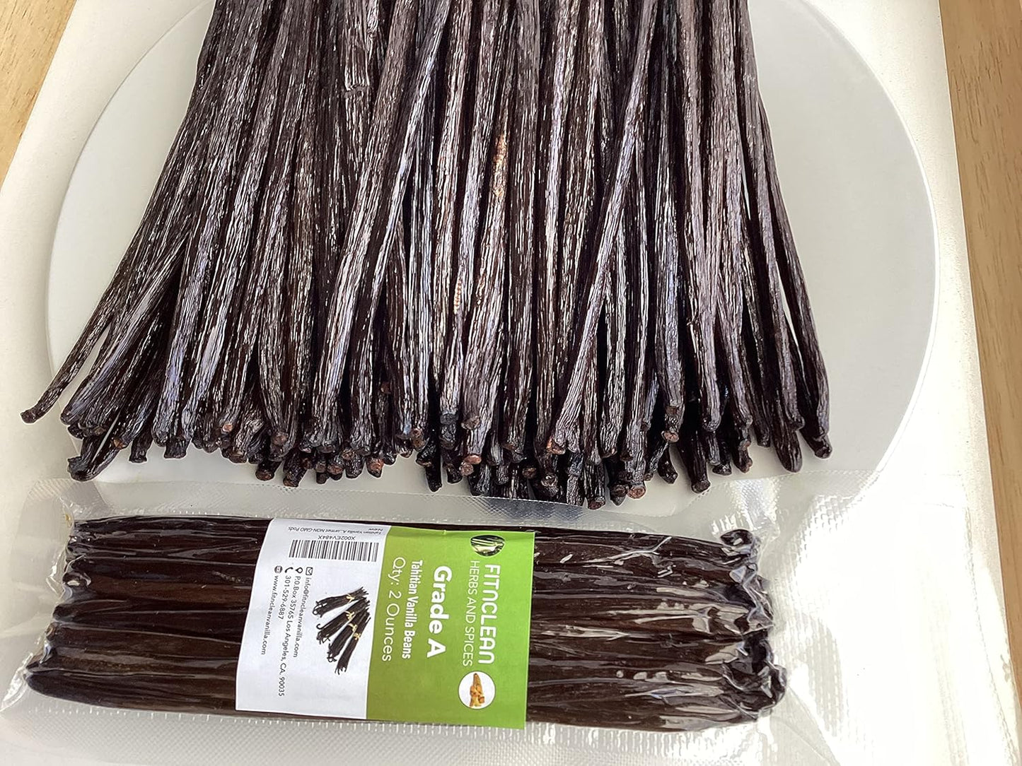 2oz Tahitian Vanilla Beans Grade A for Extract, Cooking and Baking by FITNCLEAN VANILLA| 2 Ounces (1/8Lb) Bulk 6"-7" Fresh Gourmet NON-GMO Pods