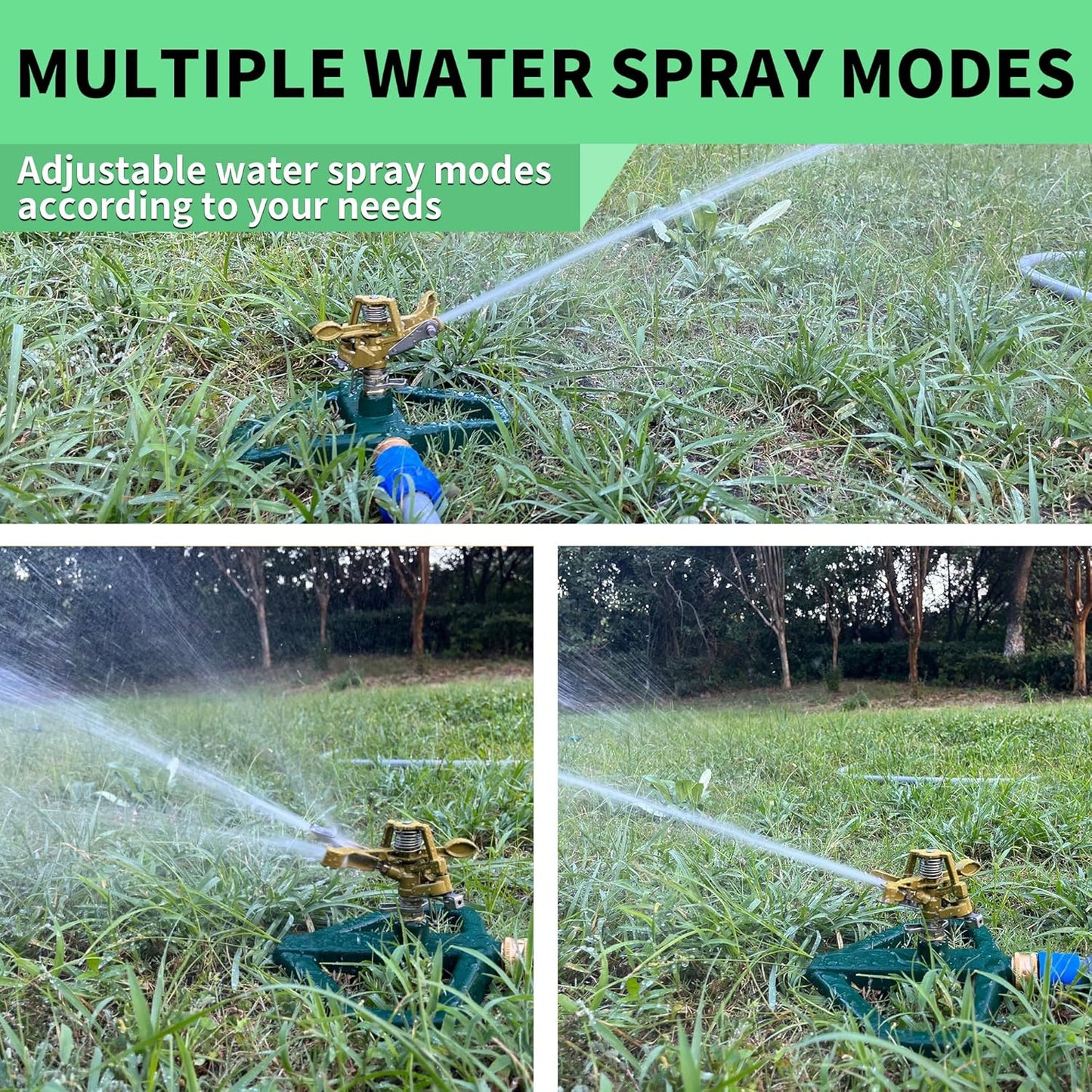 Impact Sprinklers for Yard with Metal Base, Heavy Duty Zinc Alloy Water Sprinkler for Lawn, Automatic 360° Roating for Large Lawn and Garden, Coverage up to 5,800 Sq.Ft, Silver