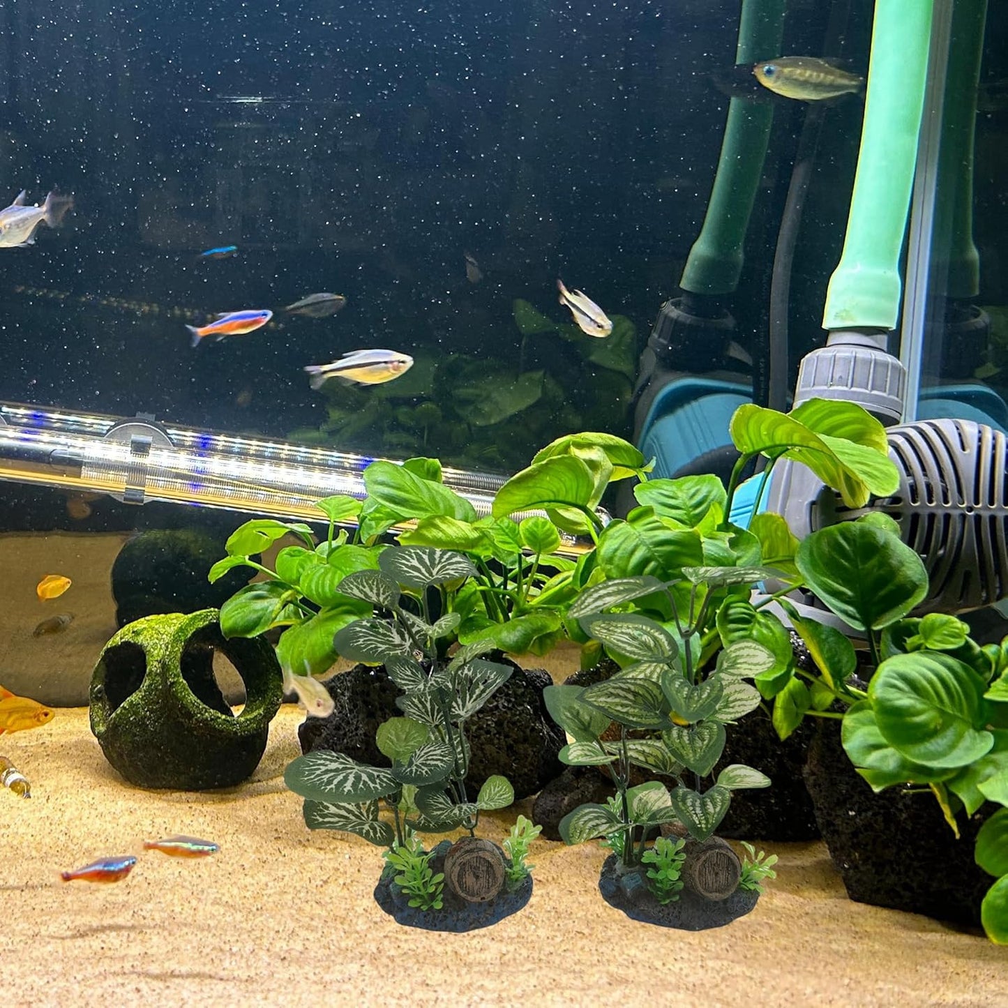 M2cbridge Artificial Fish Tank Plants Silk Aquarium Plastic Plant Aquatic Water Grass Foreground Decor(2PCS Grasses)