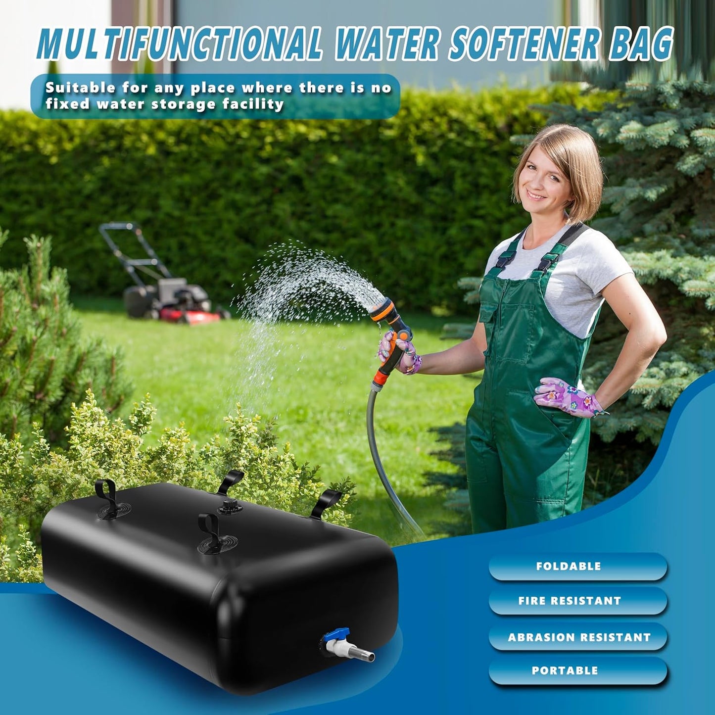 113 L/30 Gal Water Bladder Tank, Foldable Portable Water Storage Container, Emergency Water Bag for RV, Truck Bed, Fire Prevention, Drought Resistance, Black