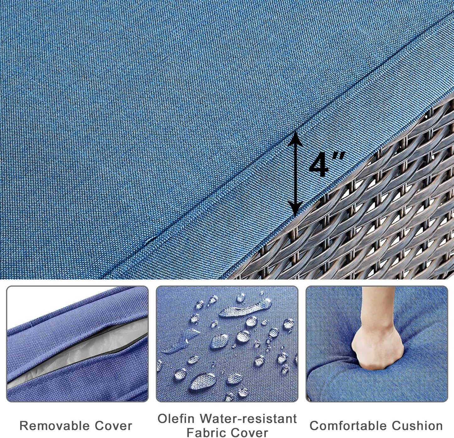 HUMMUH Outdoor Patio Furniture 7-Piece All-Weather PE Wicker Outdoor Conversation Set-Patio Couch Swivel Rocker Chairs with Ottomans Coffee Tables for Backyard,Poolside,Deck