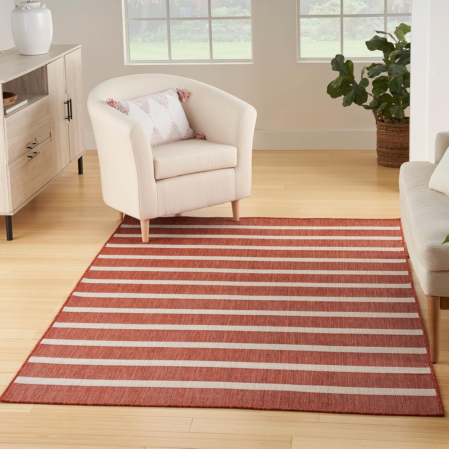 Nourison Home Positano 5' x 7' Fabric Terracotta Area Rug