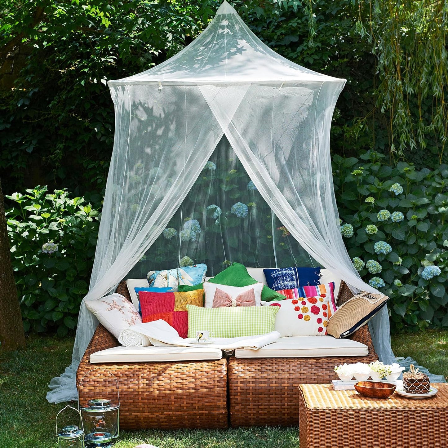 Large Mosquito Net for Bed or Outdoor Patio | 5FT Diameter Top Ring | Conical Shape Bed Canopy with Wide Base | Insect Netting for Bedroom, Garden, Gazebo, Balcony & Terrace | Outside Bug Protection