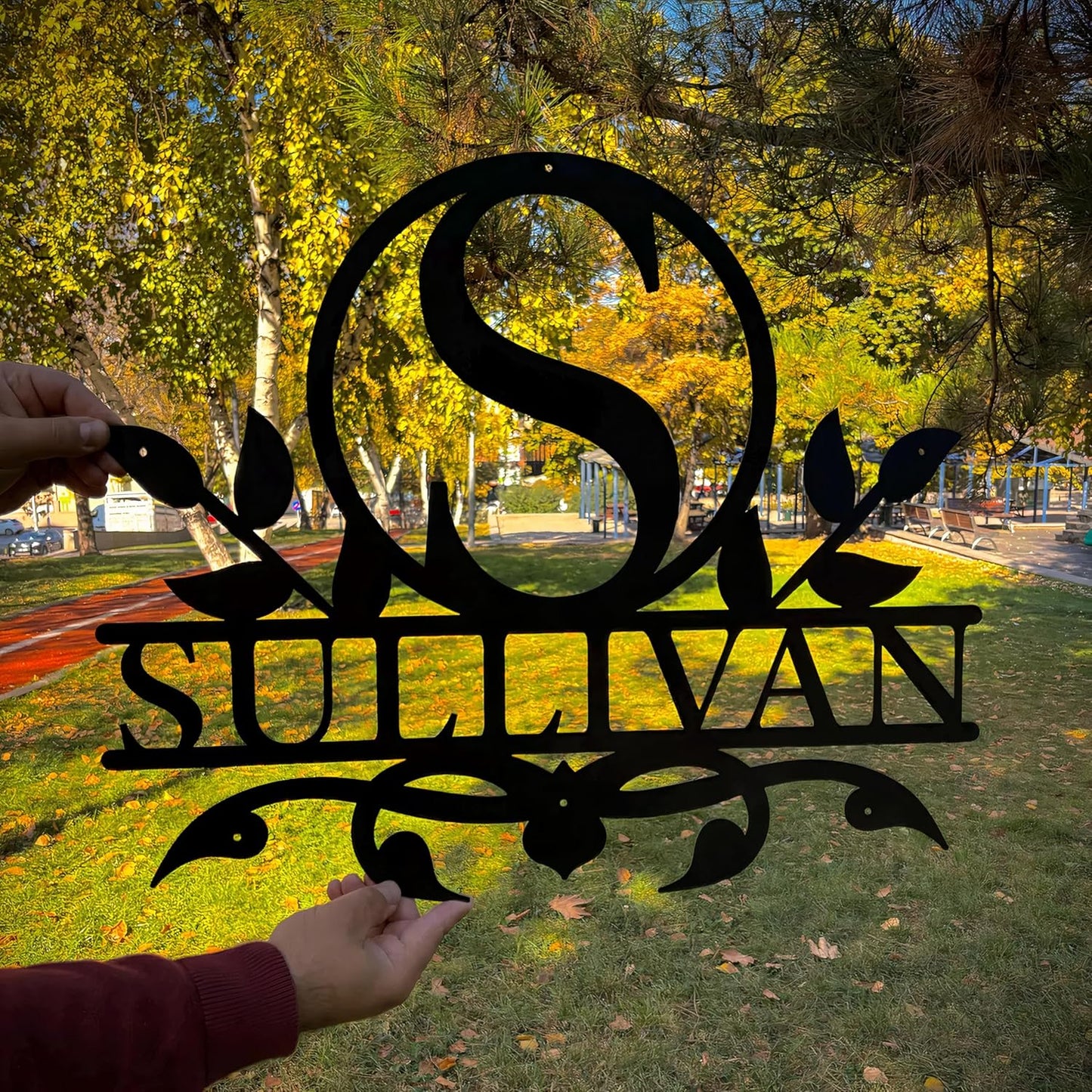 Personalized Metal Name Sign, Custom Monogram Wall Decor, Family Name Sign, Various Sizes & Colors, Steel, 12 inches