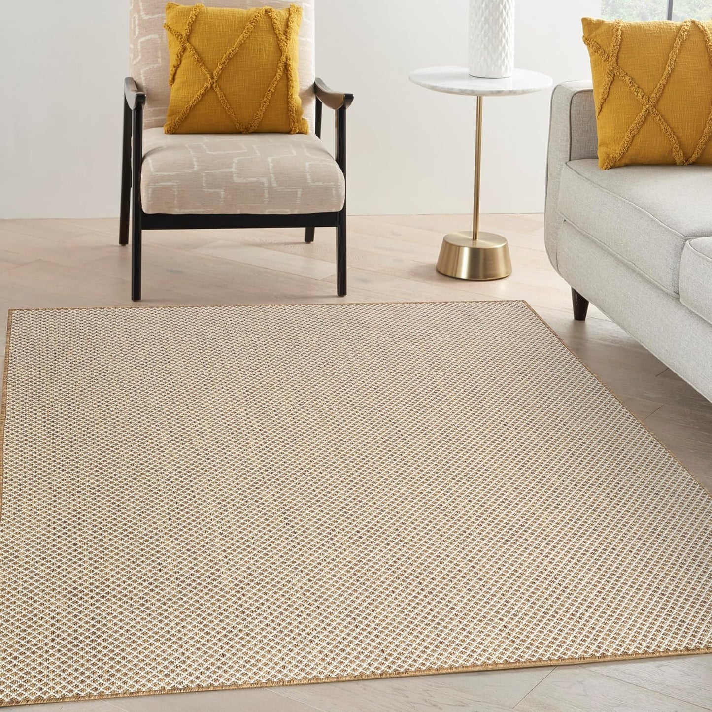 Nourison Home Courtyard Jute Ivory 5' x 7' Area Rug - Easy Clean, Non Shedding, Bed Room, Living Room, Dining Room, Kitchen (5' x 7')