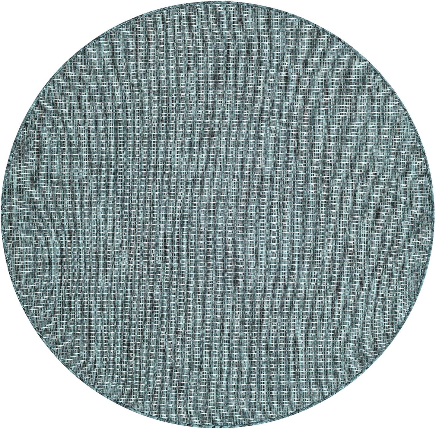 Unique Loom Outdoor Solid Collection Area Rug (4' 1" Round Teal/Navy Blue)