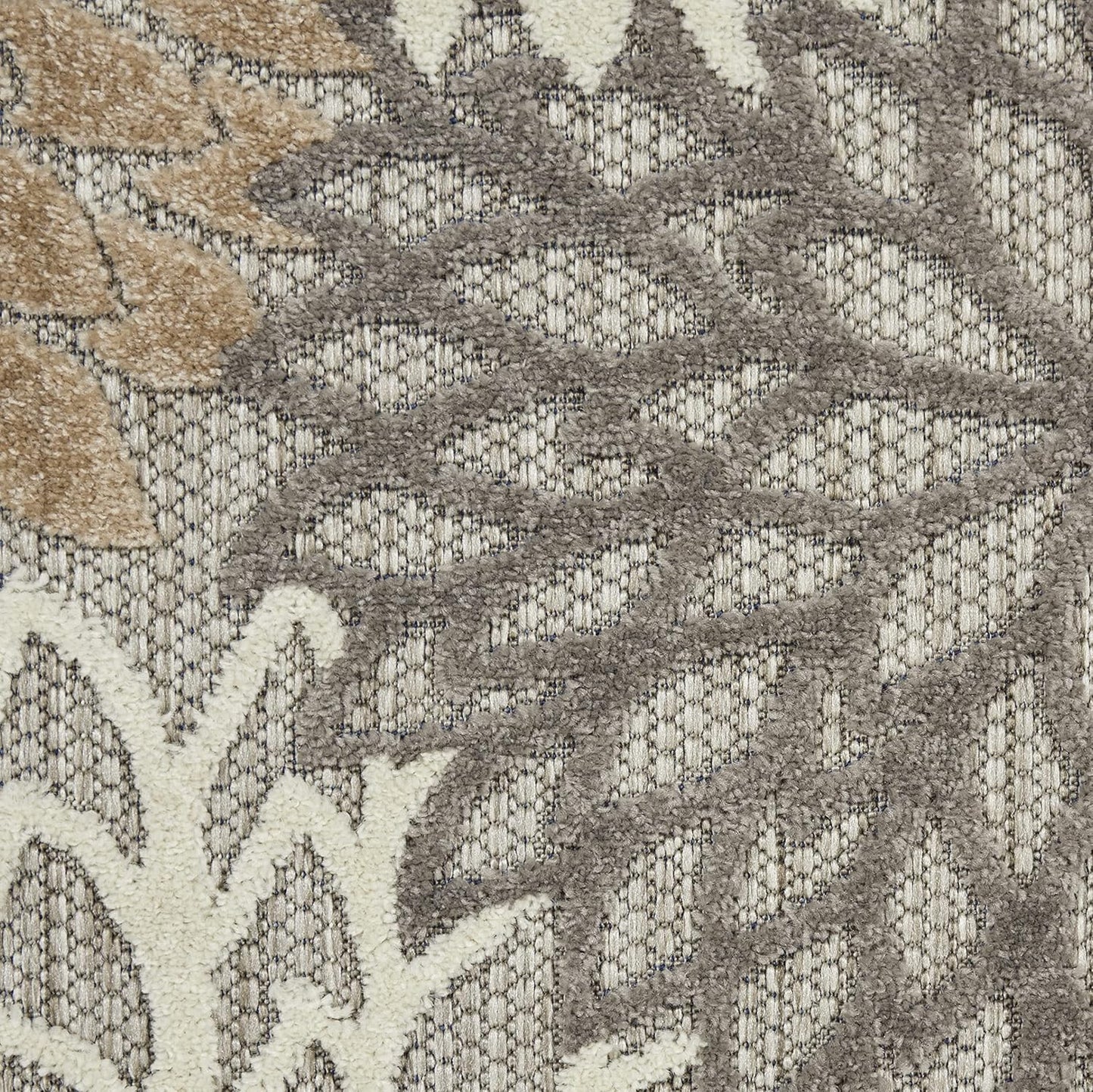 Nourison Aloha Indoor/Outdoor Area Rug 2' x 6', Natural, Runner Tropical Botanical Easy-Cleaning Non Shedding Bed Room Living Room Dining Room Deck Backyard Patio